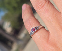 18k white gold pink diamond estate ring