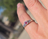 18k white gold pink diamond estate ring