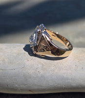 10k gold two-tone tone vintage diamond Masonic Freemason ring