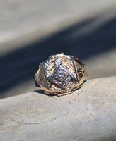 10k gold two-tone tone vintage diamond Masonic Freemason ring