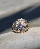 10k gold two-tone tone vintage diamond Masonic Freemason ring