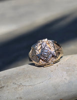 10k gold two-tone tone vintage diamond Masonic Freemason ring
