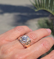 10k gold two-tone tone vintage diamond Masonic Freemason ring