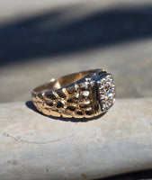 14k gold 9 diamond estate band ring