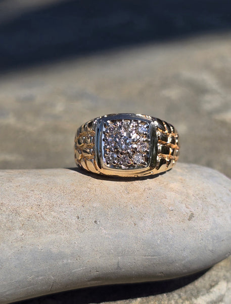 14k gold 9 diamond estate band ring
