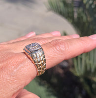 14k gold 9 diamond estate band ring