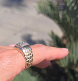 14k gold 9 diamond estate band ring