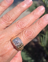 14k gold 9 diamond estate band ring