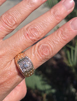 14k gold 9 diamond estate band ring
