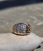 14k gold 9 diamond estate band ring