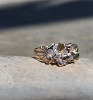 14k gold 6 diamond nugget estate band ring