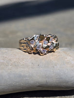 14k gold 6 diamond nugget estate band ring