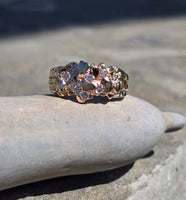 14k gold 6 diamond nugget estate band ring