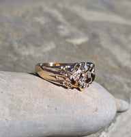 14k gold 6 diamond nugget estate band ring