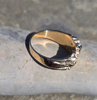 14k gold 6 diamond nugget estate band ring