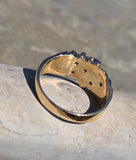 14k gold 6 diamond nugget estate band ring
