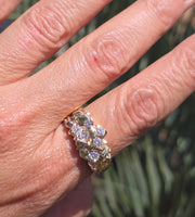 14k gold 6 diamond nugget estate band ring