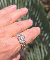 14k gold 6 diamond nugget estate band ring