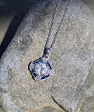 14k gold white gold sapphire & diamond DECO style necklace pendant