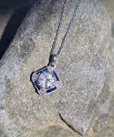 14k gold white gold sapphire & diamond DECO style necklace pendant