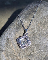 14k gold white gold sapphire & diamond DECO style necklace pendant