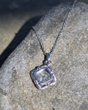14k gold white gold sapphire & diamond DECO style necklace pendant