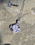 14k gold white gold sapphire & diamond DECO style necklace pendant