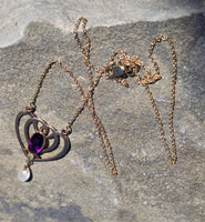 10k gold Victorian amethyst and pearl necklace pendant lavaliere