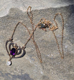 10k gold Victorian amethyst and pearl necklace pendant lavaliere