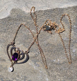 10k gold Victorian amethyst and pearl necklace pendant lavaliere