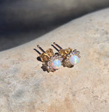 14k gold opal and diamond estate studs