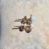 14k gold opal and diamond estate studs