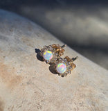 14k gold opal and diamond estate studs