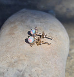 14k gold opal and diamond estate studs