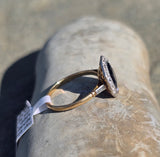 platinum & 14k gold blue sapphire and diamond halo antique ring