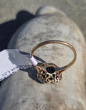 platinum & 14k gold blue sapphire and diamond halo antique ring