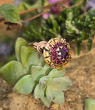 10k gold floral amethyst cluster antique ring