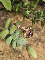 10k gold floral amethyst cluster antique ring