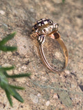 10k gold floral amethyst cluster antique ring