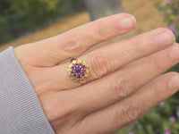 10k gold floral amethyst cluster antique ring