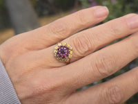10k gold floral amethyst cluster antique ring