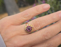 10k gold floral amethyst cluster antique ring