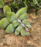 14k gold two tone 3 diamond estate wedding stackable band