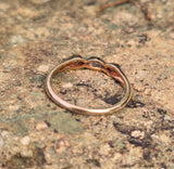 14k gold two tone 3 diamond estate wedding stackable band