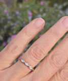 14k gold two tone 3 diamond estate wedding stackable band