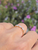 14k gold two tone 3 diamond estate wedding stackable band