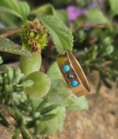 14k gold Victorian turquoise & pearl estate band ring