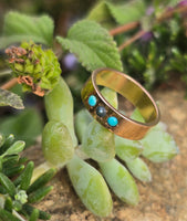 14k gold Victorian turquoise & pearl estate band ring