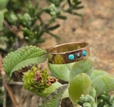 14k gold Victorian turquoise & pearl estate band ring
