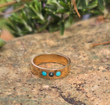 14k gold Victorian turquoise & pearl estate band ring